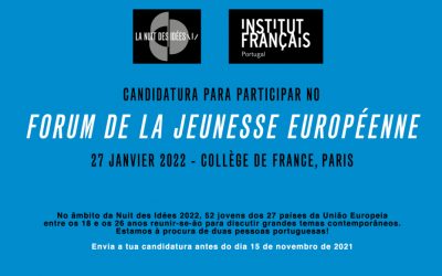 Ganha uma estadia em Paris de 24 a 28 de Janeiro 2022 e participa no Fórum Europeu da Juventude Europeia no dia 27 de Janeiro de 2022